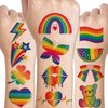 CHARLENT Glitter Rainbow Temporary Tattoos - 140 PCS Glitter Pride Tattoos Butterfly Heart Rainbow Tattoos for Pride Party Favors