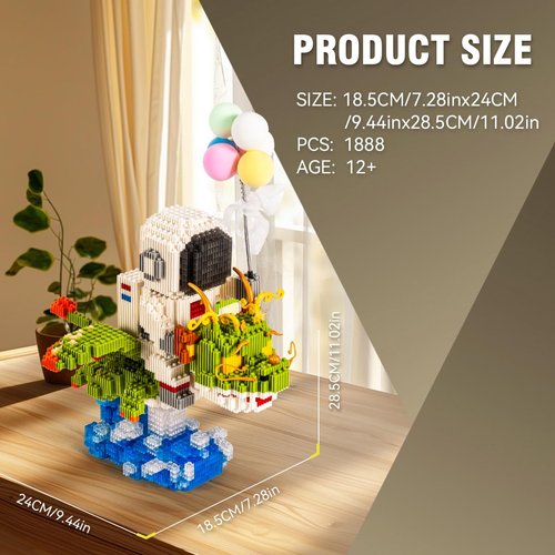 DAHONPA Astronaut and Dragon Micro Building Blocks Set (1888PCS), Space Toys with Balloons, Gift for Adults and Kids