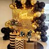 48Pcs Balls Cake Toppers Man Cake Decorations with Black Gold White Balls Acrylic Numbers 0-9 and Happy Birthday Cake Insert Toppers for Men Boy Black Theme Birthday Wedding Anniversary Party Supplies