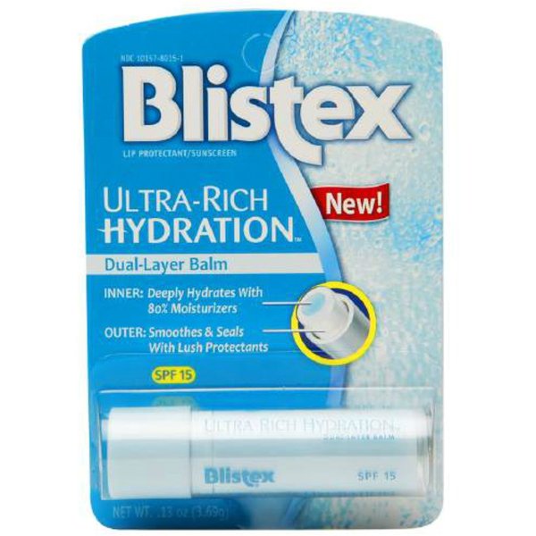BLISTEX Ultra-Rich Hydration Dual Layer Lip Balm SPF 15, 0.13 Oz (Pack of 3)