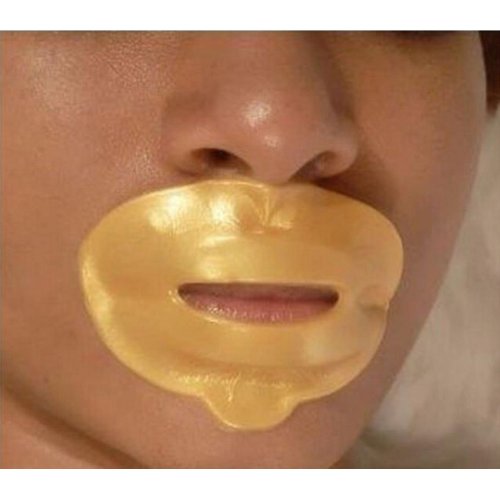 5 Masks 24K Gold Collagen Lip Treatment Mask Patches. Plumper Fuller Softer Lips. Anti Aging Reduce Fine Line Wrinkles Creases Hydrating Moisturizing Uplifting Tone Firmer Smooth Lips Regeneration.