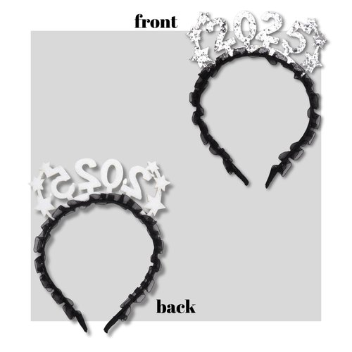 2025 Happy New Year Headband, Glitter Headwear Party Decorations, One Size Fits Most (2025)