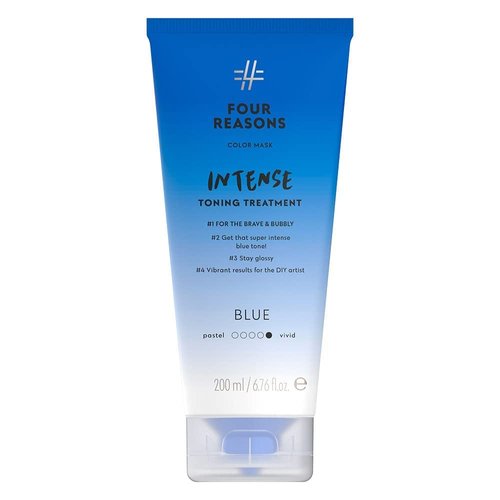 Four Reasons Color Mask INTENSE- Blue – (27 Colors) Intensive Toning Treatment - Color DepositingConditioner – Semi Permanent Hair Dye for Lightened and Colored Hair– 100% Vegan, 6.76 fl oz