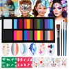 Janolia Face Painting Kit for Kids, Rainbow Split Cake Face Paint, Water Activated Face Paint Body Paint, One Stroke Split Cake Palette, Ideal Facepaint Makeup Kit for Kids Halloween Carnival Easter