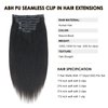 ABH AMAZINGBEAUTY HAIR Seamless Clip in Hair Extensions Human Hair Yaki Straight Brazilian Virgin Hair Clip in Hair Extensions 120G Yaki Straight Seamless Clip ins for Black Women 12 Inch 7Pcs Black