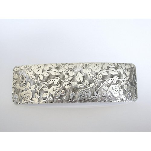 Shiny silver flowers leaves vine metal flower filigree hair clip barrette