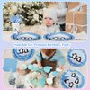 Zubebe 120 Pcs Penguin Birthday Party Disposable Tableware Set Penguin Paper Plates Napkins Winter Penguin Theme Dinnerware Decorations,serve for 24 Guests
