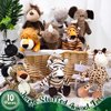 HyDren 10 Pcs Safari Stuffed Animals Plush Jungle Animal Toys for Girls Boys, Elephant Giraffe Lion Tiger Monkey Rhinoceros Zebra White Tiger Leopard Hippo for School Achievement Award
