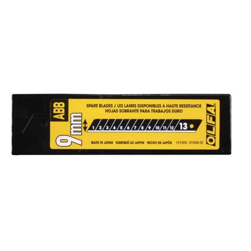 OLFA 9mm Snap Off Replacement Blades, 50 Blades (650 Segments) ABB-50B - Ultra-Sharp Black Utility Knife Replacement Blades, Fits most 9mm Utility Knives