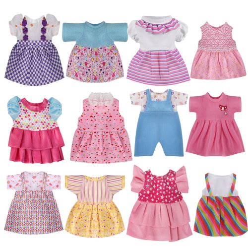 12 Sets Baby Doll Clothes for 12 13 14 Inch Dolls, Alive Doll Clothes Colorful Princess Dress, Romper, Sweater Costume, Cute Alive Doll Accessories Outfits for Christmas Birthday Gift for Little Girls