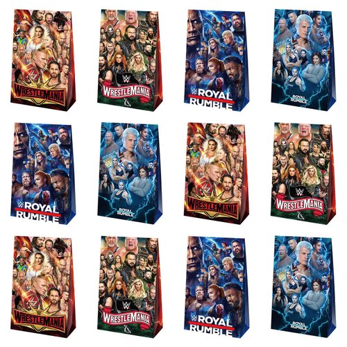 12PCS Wrestling Party Supplies Wrestling Themed Party Bags for Boys Girls Kids Party Decorations (WWE bags)