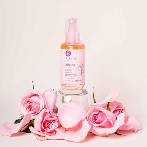 Luseta Rose Oil Hair Oil Moisturizing, Hydrating & Nourishing Serum for All Hair Types Dry Scalp Treatment 3.38oz