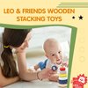 Leo & Friends Benny Stacking Toys - 6 Wooden Stacking Rings - 1 Crown on Top - Montessori-Approved Educational Kid's Stacking Tower for Christmas Birthdays or Holidays