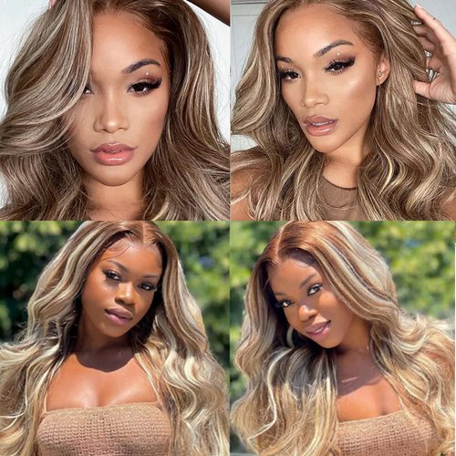 28 Inch Highlight Human Hair Bundles Blonde Bundles Human Hair Brown Body Wave Bundles Brazilian Unprocessed Virgin Hair P4/613 Human Hair Bundles Brown and Blonde Hair Extensions