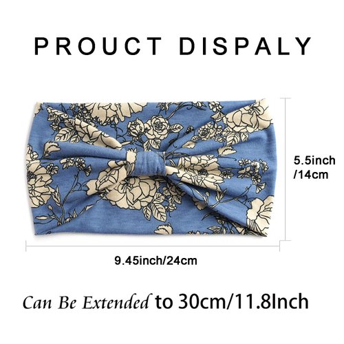 STGDAK Boho Headbands For Women Fashion Stretch Hair Bands Floral Knoted Head Bands Yoga Running Elastic Headband Stylish Wrap Headbands Hair Accessories for Teen Girls 3 Pack