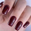 GLAMERMAID Dark Red Press on Nails Medium Square, Christmas Burgundy False Nails with Glue, Pure 24 Pcs Glue on Nails Reusable Glossy Fake Nails Acrylic Stick on Nails Manicure Kits for Women Girls