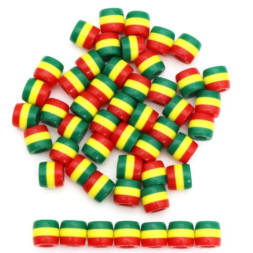 VENOFEN 50PCS Hair Beads for Braids Mix Color Pinstripe Loc Dreadlock Beads Acrylic Beads for Kids Hair Decoration Hair Beads Accessories for Girls