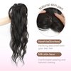 Fine Plus Clip in Bangs 360° Cover Mini Hair Topper Curly Bangs Hair Clip Fake Bangs Synthetic Wavy Hair Toppers for Women French Clip in Hair Extensions for Daily Wear(Brown Black)