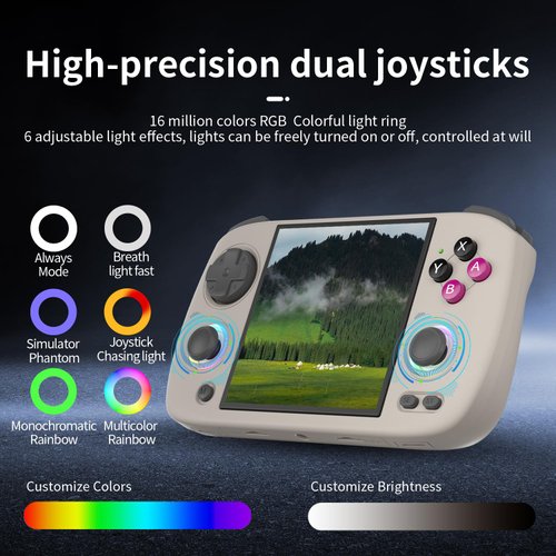 RG CubeXX Retro Handheld Game Console with 3.95-inch IPS Screen RGB Lighting 64G TF Card Linux System and 3800mAh Battery Supports 5G WiFi Bluetooth 4.2 Grey