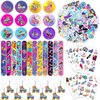 Roller Skate Party Favors 98PCS Slap Bracelets, Stickers, Key Chains, Pin Badges and Temporary Tattoos for Kids Boys Girls Throwback 80s 90s Roller Skating Hip Hop Birthday Party Supplies Decorations