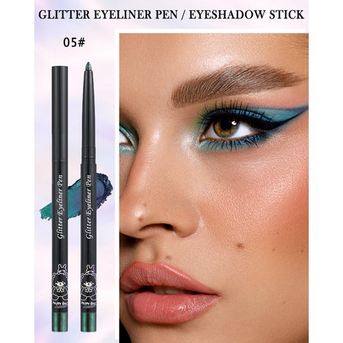 Chameleon Glitter Eyeliner Gel Pencil,Metallic Shimmer Blue Green Gel Eyeliner Pen,Longlasting Waterproof Eye Liner Eyeshadow Cream Stick for Women Eye Makeup,delineador de ojos contra el agua-05#