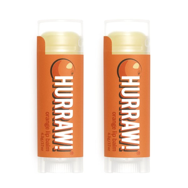 Hurraw! Orange Lip Balm, 2 Pack: Organic, Certified Vegan, Cruelty and Gluten Free. Non-GMO, 100% Natural Ingredients. Bee, Shea, Soy and Palm Free. Made in USA