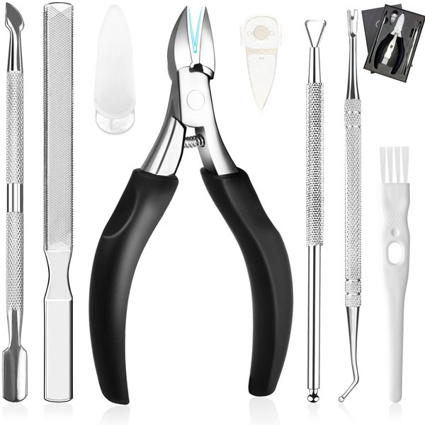 Pingispower Toenail Clippers Kit, 8PCS Professional Nail Clippers for Men & Women, Premium Stainless Steel Surgery Grade Ingrown Toenail Treatment Manicure Tools Set for Seniors & Thick Toenails