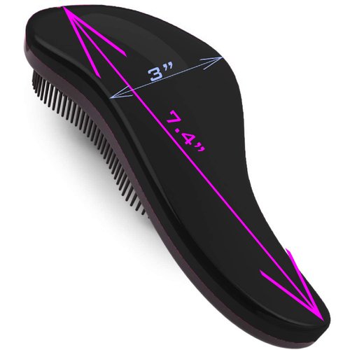 79STYLE 3pcs Detangler Brush Naturals Detangling Hair Comb Glide Thru No Pain Tangle Free For Women Men, Kids Wet, Dry Curly Hair Accessory (Single Black-Size 7.4")