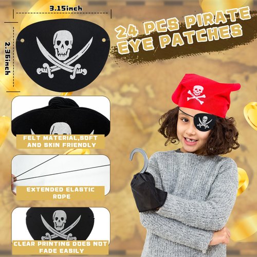 Libima 24 Sets Pirate Eye Patches and Telescopes Sets for Kids, Plastic Pirate Telescopes Pirate Patch Bulk Pirate Party Favors Kids Pirate Accessories for Halloween Pirate Theme Birthday Supplies