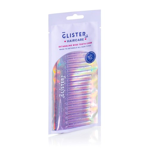 Glister - Paradise Detangling Wide-Tooth Comb Durable Brush for Best Styling and Professional Care, Suitable for Curly, Long, Wet Hair Types, Reduces Hair Loss - (Purple)