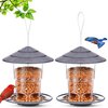 eWonLife Bird Feeders for Outdoors, Bird Feeder Outside Hanging, Easy Clean and Fill, Adjustable Feeder with Sturdy Wire and Roof, Plastic, for Garden, Backyard, Terrace(25 OZ/Pack)