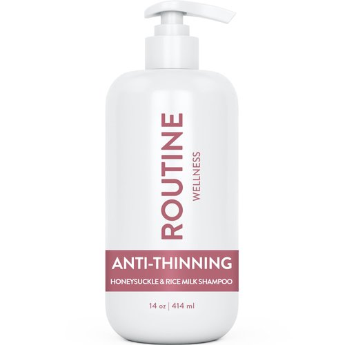 Routine Wellness Shampoo for Stronger Hair - Biotin | Vegan | Color Safe | Sulfate-Free | Clinically Tested | Nourishing Oils and Vitamins - Honeysuckle & Rice Milk 14oz