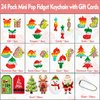 AMUHUA Christmas Party Favors for Kids - 24 Pack Mini Pop Fidget Keychain with Gift Cards for Toddler Kids Classroom Gifts Christmas Stocking Stuffers Gifts, Christmas Treats Goodies