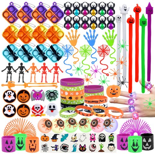 Raymall Halloween Party Favors For Kids, 206pcs Assorted Halloween Trick Or Treat Toys, Classroom Rewards, Assortment Halloween Toys For Treat Bags Fillers, Halloween Prizes Gifts Bulk Toys For Kids