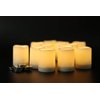 GenSwin Waterproof Outdoor Flameless Candles Flickering with Timer, Battery Operated LED Pillar Votive Tealight Candles(Battery Include), Set of 12 Plastic Warm Light(White, 1.5 x 2 Inch)
