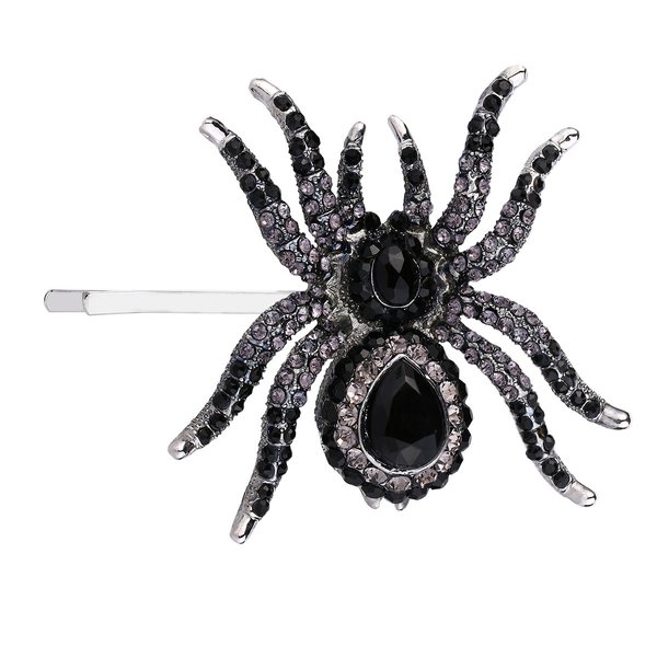 EVER FAITH Women's Austrian Crystal Gorgeous Spider Hair Clip Black Silver-Tone