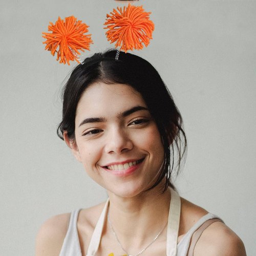 LEKTIST Pom Pom Headband - Orange, 3PCS Party Headband Fun Accessory for Women Adults Kids Costume Accessories