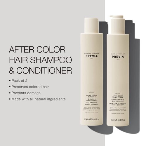 PREVIA Keeping After Color Shampoo and Conditioner Set Color Protection for Color Treated Hair Sulfate Free Vegan Hydrating Formula for Healthy Vibrant Shiny Hair 8.45 oz Each