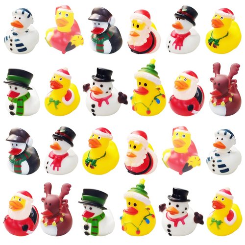 Anditoy 24 Pack Christmas Rubber Ducks Jeep Bath Toys for Kids Boys Girls Toddlers Christmas Party Favors Stocking Stuffers Gifts
