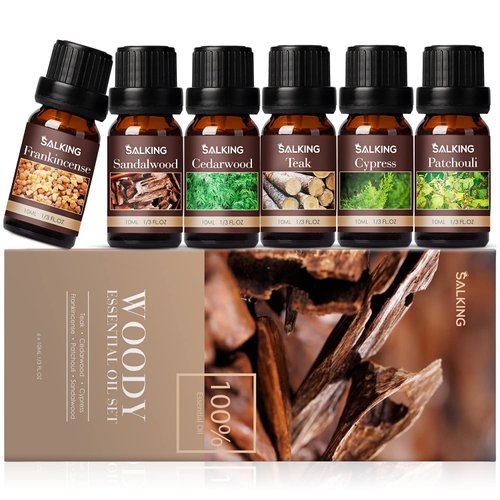 Woody Essential Oils Set, Men Scents Fragrance Oil for Candle Making | Sandalwood, Frankincense, Teakwood, Cypress, Cedarwood, Patchouli, Diffuser Oil Scents