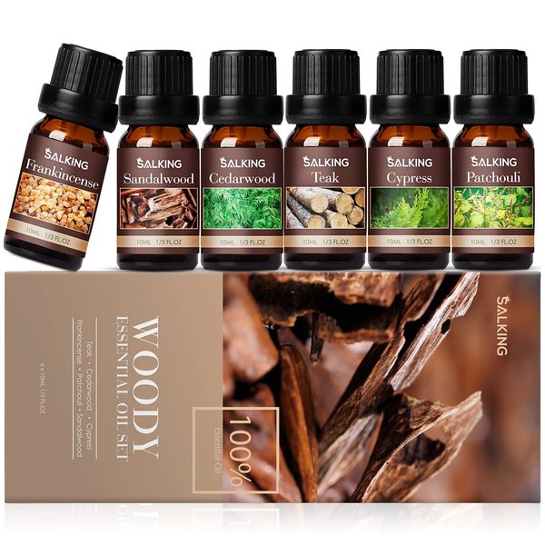 Woody Essential Oils Set, Men Scents Fragrance Oil for Candle Making | Sandalwood, Frankincense, Teakwood, Cypress, Cedarwood, Patchouli, Diffuser Oil Scents