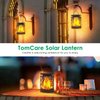 TomCare Solar Lights Outdoor Flickering Flame Solar Lantern Outdoor Hanging Lanterns Decorative Outdoor Lighting Solar Powered Waterproof LED Flame Christmas Lights for Patio Garden, 2 Pack(Black)