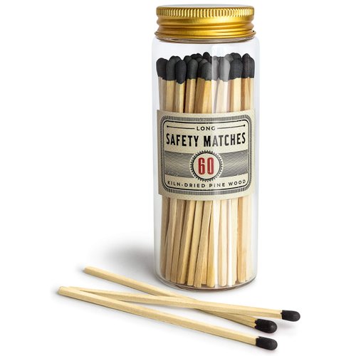 Craft & Kin Premium Long Matches for Candles, Decorative Matches in Apothecary Jar, Colorful Matches Long Wooden, Safety Matches, Wooden Matches, Long Stick Matches (Black)