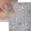 Shining Aurora Shell Butterfly Nail Stickers,3D Relief Butterflies Nail Art Stickers Pink Laser Butterfly Nail Design Nail Decals For Women Manicure Nail Decorations Nail Art Supplies Nail Accessories