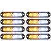ASPL 8pcs Sync Feature Ultra Slim 12-LED Surface Mount Flashing Strobe Lights for Truck Car Vehicle LED Mini Grille Light Head Emergency Beacon Hazard Warning lights (Amber/White)