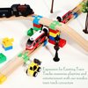 Foilswirl 12 Pcs Wooden Train Track Accessories Multicolor Wooden Track Connectors Compatible with Most Railroad Sets Educational Toys for Fun Toys Building Games Stem Kit