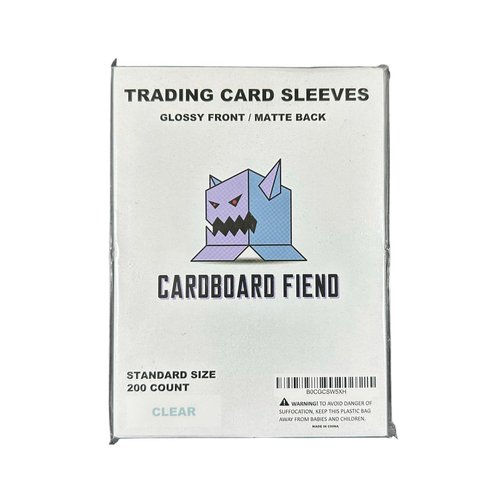 Cardboard Fiend – Standard Size Trading Card Sleeves – Glossy Front Matte Back – 200 Pack (Clear)