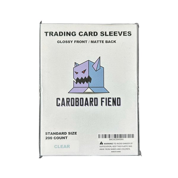 Cardboard Fiend – Standard Size Trading Card Sleeves – Glossy Front Matte Back – 200 Pack (Clear)