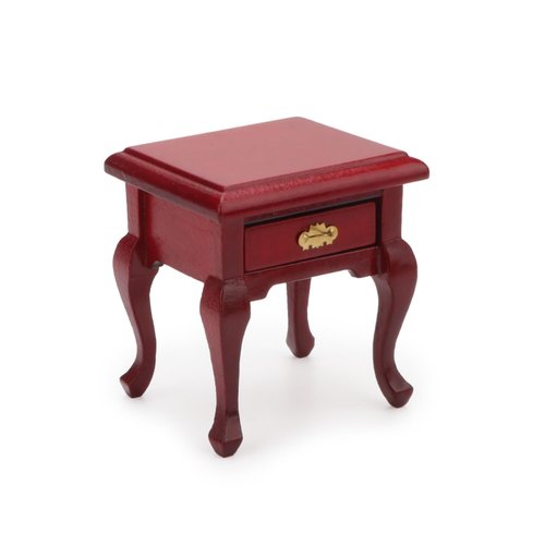 Miniature Furniture 1:12 Bedside Table Dollhouse Accessories Wooden Nightstand Vintage Living Room Bedroom Scene Bedroom Bedsides End TableHouse Model Decoration (Red)