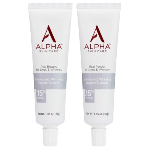Alpha Skin Care Enhanced Wrinkle Repair Cream Anti-Aging Formula 0.15% Retinol Vitamin A, C & E Reduces the Appearance of Lines & Wrinkles |For All Skin Types 1.05 Oz,White (2 Pack)